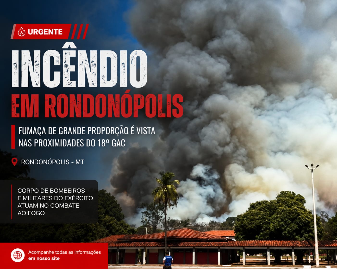 Incêndio de grandes proporções chama atenção em Rondonópolis
